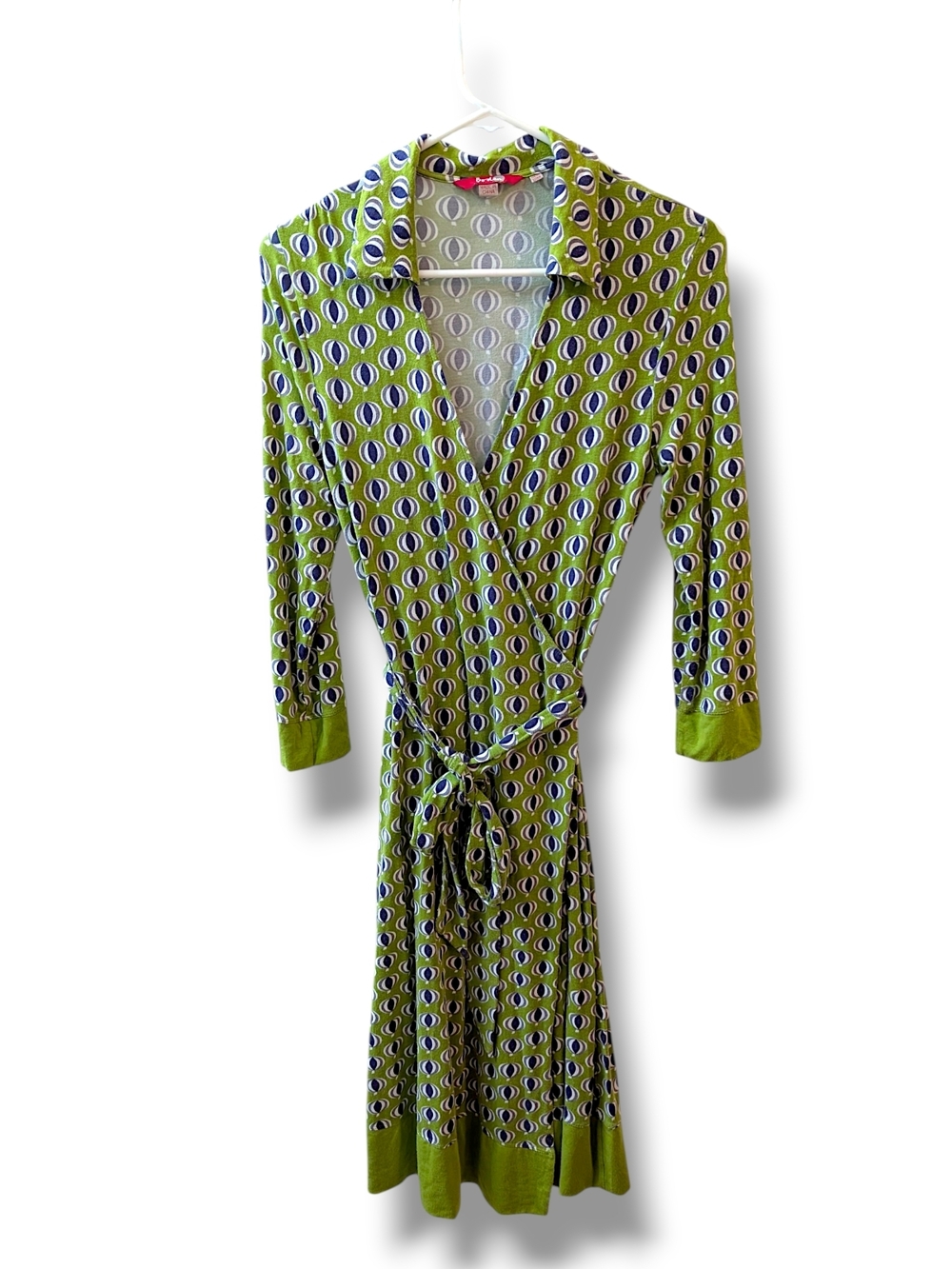 Boden Green Printed Wrap Maxi Dress W/ Geometric Print, Size US6R / UK10A